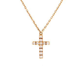 Cartier Cross Pendant Necklace 18K Rose Gold with Diamonds