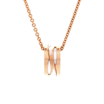 Bvlgari B.Zero1 Design Legend Zaha Hadid Pendant Necklace 18K Rose Gold with Ceramic