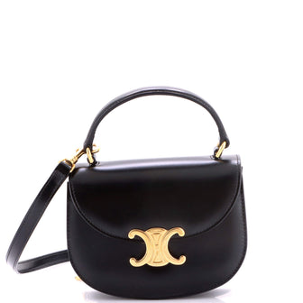 Celine Triomphe Besace Clea Top Handle Flap Bag Leather Mini