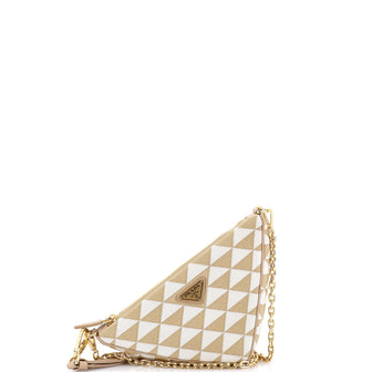 Prada Symbole Triangle Bag Leather and Jacquard Mini