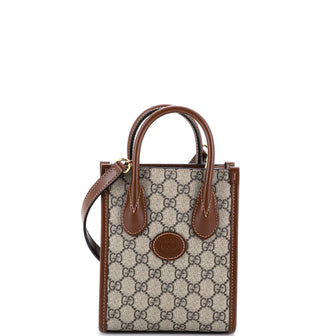 Gucci Interlocking G Patch Tote GG Coated Canvas Mini