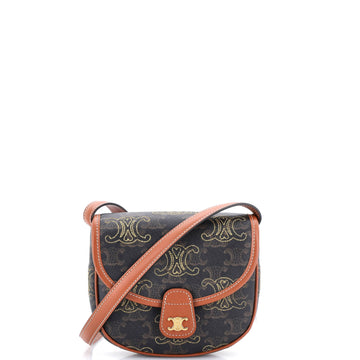 Celine Besace Flap Bag Embroidered Triomphe Coated Canvas Mini