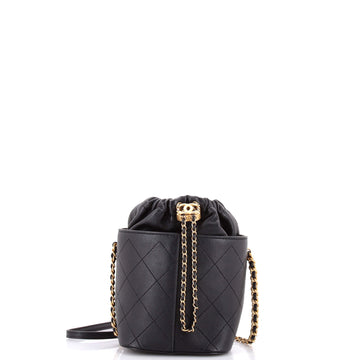 Chanel CC Drawstring Bucket Bag Quilted Caviar with Lambskin Small