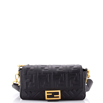 Fendi Baguette NM Bag Zucca Embossed Leather Medium