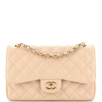Chanel Vintage Classic Double Flap Bag Quilted Caviar Jumbo