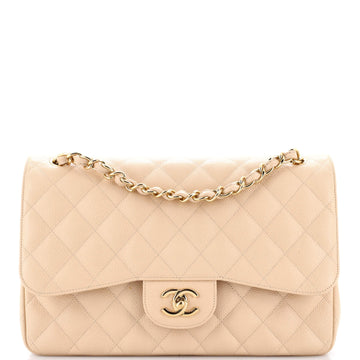 Chanel Vintage Classic Double Flap Bag Quilted Caviar Jumbo