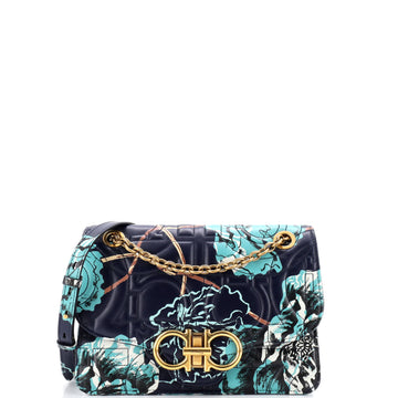 Salvatore Ferragamo Gancini Turnlock Flap Bag Gancini Quilted Printed Leather Medium