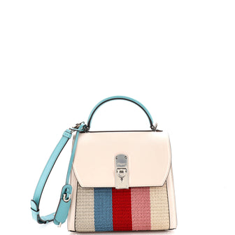 Salvatore Ferragamo Boxyz Top Handle Bag Leather with Strpe Cord Medium