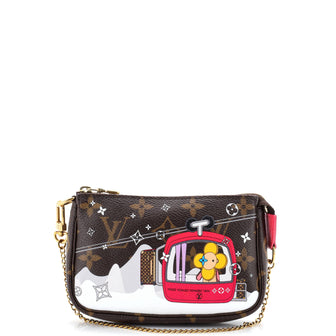 Louis Vuitton Pochette Accessoires Limited Edition Vivienne Xmas Monogram Canvas Mini