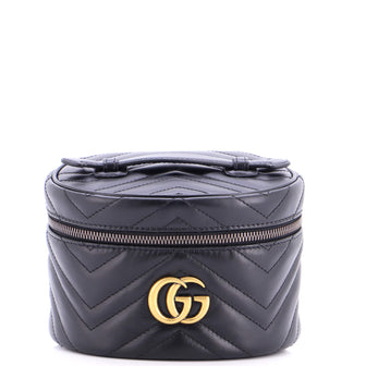 Gucci GG Marmont Top Handle Cosmetic Case Matelasse Leather Mini