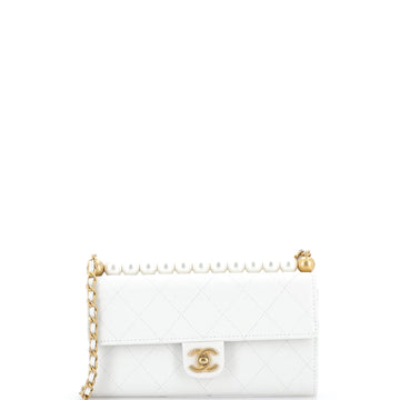 Chanel Chic Pearls Clutch with Chain Quilted Goatskin