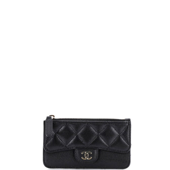 Chanel Flap Zip Card Holder Quilted Caviar