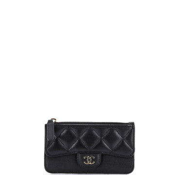 Chanel Flap Zip Card Holder Quilted Caviar