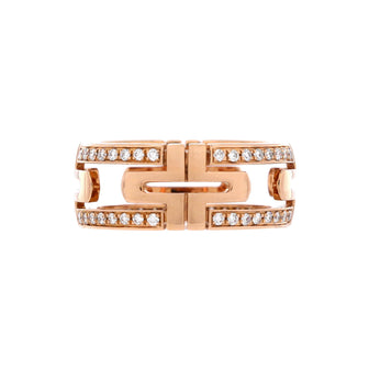 Bvlgari Parentesi Band Ring 18K Rose Gold with Diamonds 8mm