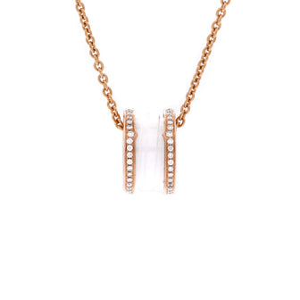 Bvlgari B.Zero1 Pendant Necklace 18K Rose Gold and Ceramic with Diamonds