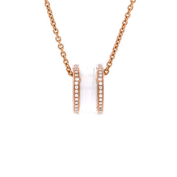 Bvlgari B.Zero1 Pendant Necklace 18K Rose Gold and Ceramic with Diamonds