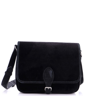 Saint Laurent Flap Messenger Bag Monogram Velvet with Suede Medium