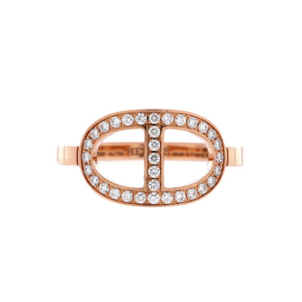 Hermes Chaine d'Ancre Contour Ring 18K Rose Gold and Diamonds Medium