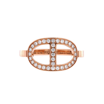 Hermes Chaine d'Ancre Contour Ring 18K Rose Gold and Diamonds Medium