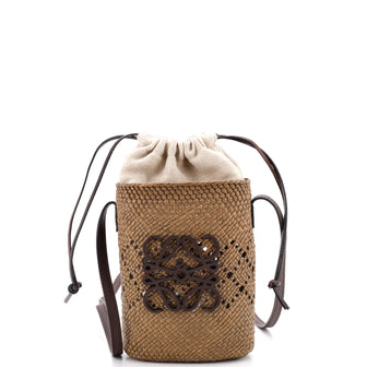 Loewe Paula's Ibiza Anagram Bucket Bag Woven Raffia with Leather
