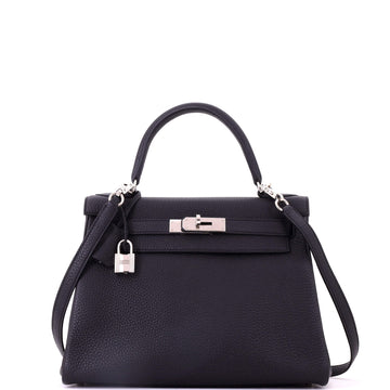 Hermes Kelly Handbag Black Togo with Palladium Hardware 28