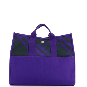 Burberry Open Shopper Tote Check Canvas Large