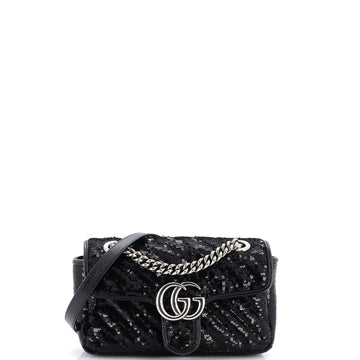 Gucci GG Marmont Flap Bag Diagonal Quilted Sequins Mini