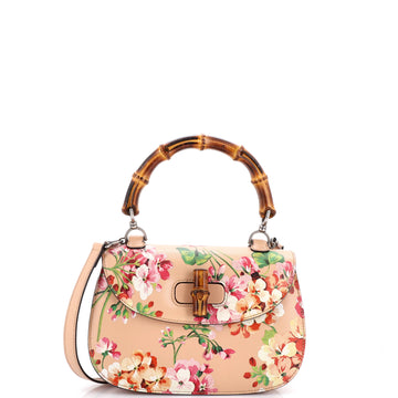 Gucci Bamboo Top Handle Bag Blooms Print Leather Small