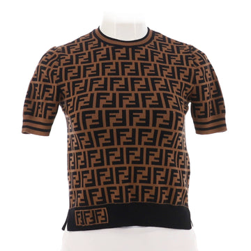 Fendi Women's Short Sleeve Crewneck Sweater Zucca Viscose Blend