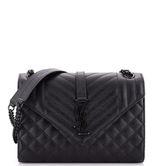 Saint Laurent Classic Monogram Envelope Satchel Mixed Matelasse Leather Medium