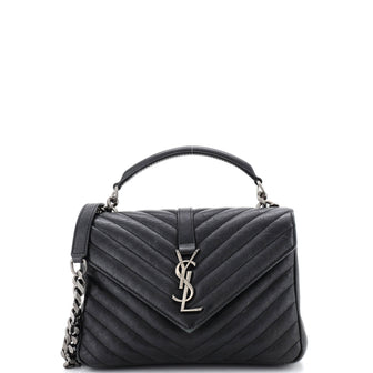 Saint Laurent Classic Monogram College Bag Matelasse Chevron Leather Medium