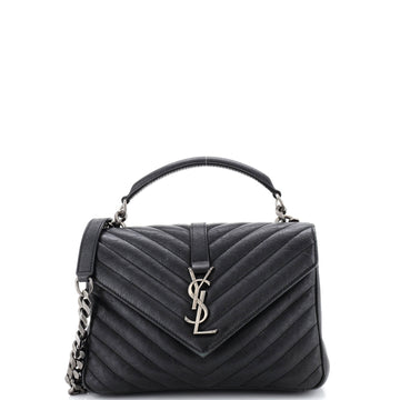Saint Laurent Classic Monogram College Bag Matelasse Chevron Leather Medium