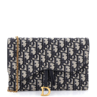 Christian Dior Saddle Chain Clutch Oblique Canvas