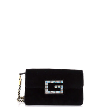 Gucci G Broadway Shoulder Bag Velvet with Crystals Small