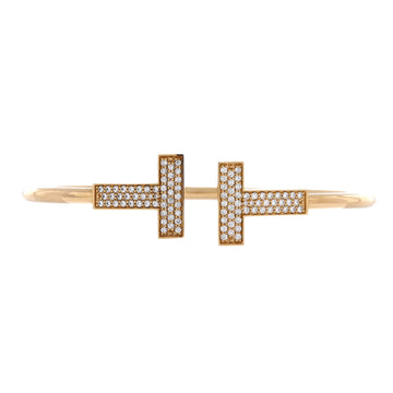 Tiffany & Co. T Wire Bracelet 18K Yellow Gold with Diamonds Wide