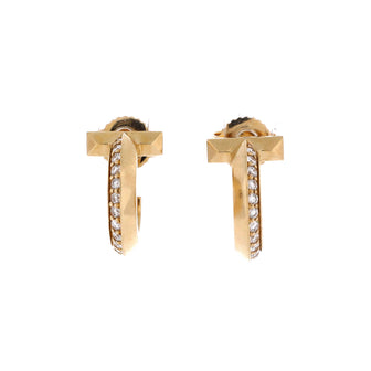 Tiffany & Co. T1 Hoop Earrings 18K Yellow Gold with Diamonds Extra Small