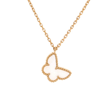 Van Cleef & Arpels Sweet Alhambra Butterfly Pendant Necklace 18K Yellow Gold and Mother of Pearl
