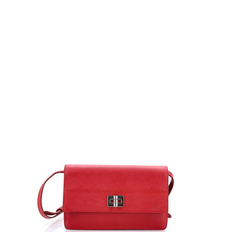 Prada Turn Lock Wallet Crossbody Saffiano Leather Small