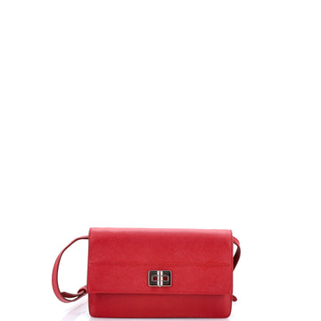 Prada Turn Lock Wallet Crossbody Saffiano Leather Small