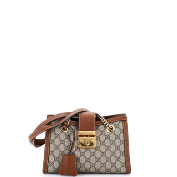 Gucci Padlock Chain Tote GG Coated Canvas with Leather Small