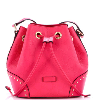 Gucci Bright Bucket Bag Studded GG Embossed Leather Small