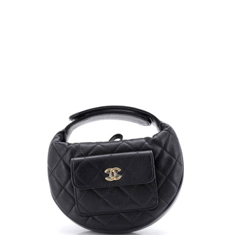 Chanel Polly Pocket Pouch Hobo Quilted Caviar Mini