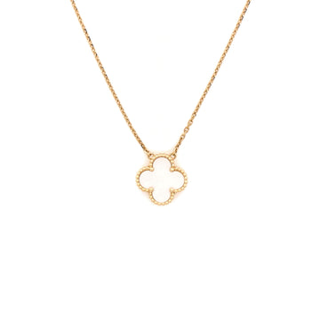 Van Cleef & Arpels Vintage Alhambra Pendant Necklace 18K Yellow Gold and Mother of Pearl