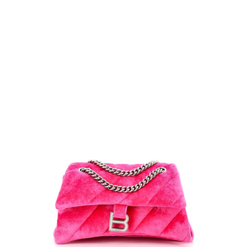 Balenciaga Crush Chain Flap Bag Quilted Velvet Medium