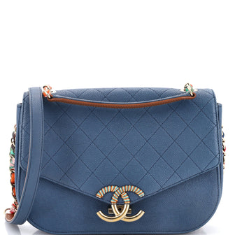 Chanel Thread Around Flap Bag Quilted Caviar Medium