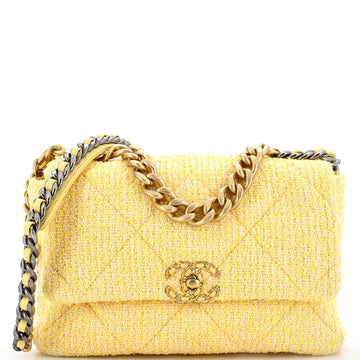 Chanel 19 Flap Bag Quilted Tweed Large