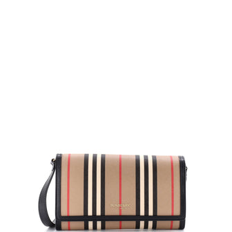 Burberry Hannah Wallet on Strap Icon Stripe E-Canvas