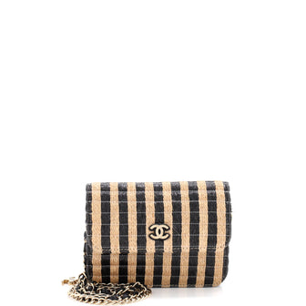Chanel CC Flap Chain Belt Bag Striped Raffia and Jute