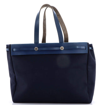 Hermes Herbag Cabas Toile and Leather MM