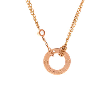 Cartier 2 Diamonds Love Pendant Necklace 18K Rose Gold and Diamonds